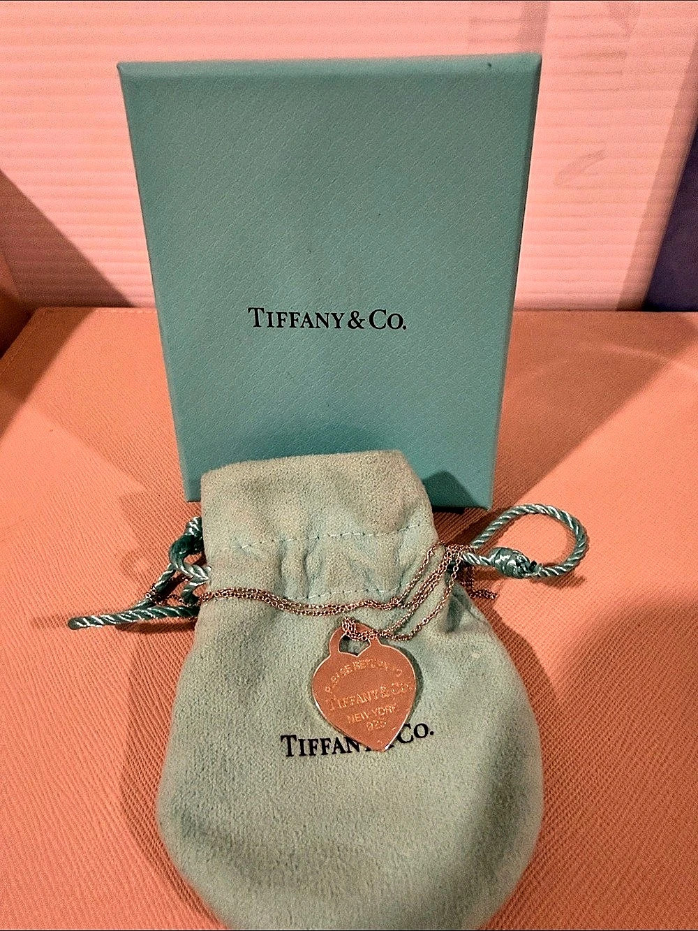 Tiffany & Co. Return to Tiffany Heart Tag Pendant. Necklace Silver